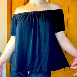 Black off the shoulder shirt by Ultra Flirt Plus, size 1X in juniors